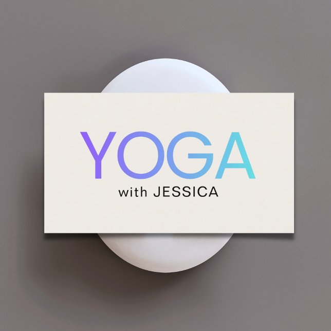 Minimalist Blue Old White Bold Yoga Instructor Business Card (Creator Uploaded)