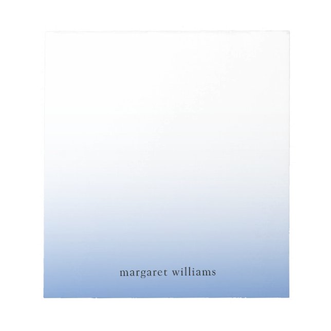 Minimalist Blue Ombre Personalised Notepad (Front)