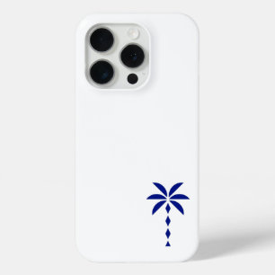 Minimalist Blue Palm Tree Line Art iPhone 15 Pro Case