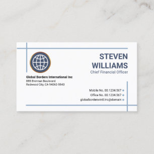 Minimalist Blue Photo Frame Border Founder CEO Business Card