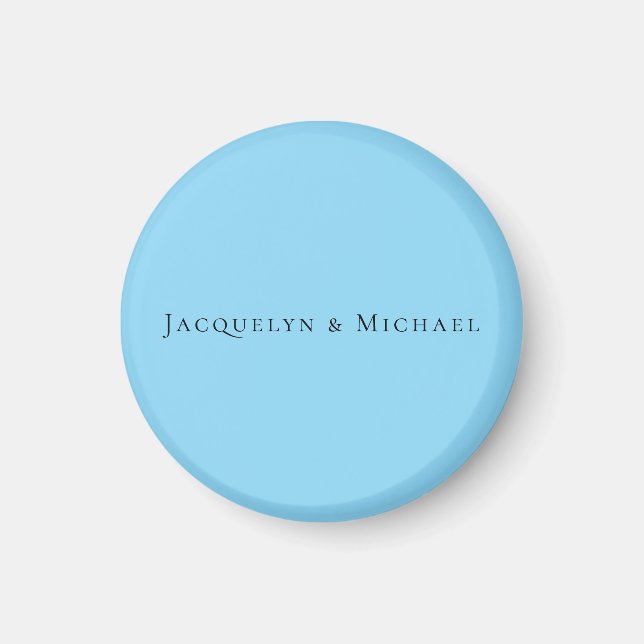 Minimalist Blue Plain Elegant Claasical Name Magnet (Front)