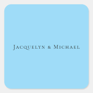 Minimalist Blue Plain Elegant Claasical Name Square Sticker