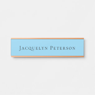 Minimalist Blue Plain Elegant Modern Door Sign
