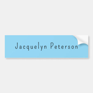 Minimalist Blue Plain Elegant Modern Name Bumper Sticker