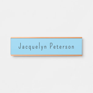 Minimalist Blue Plain Elegant Modern Name Door Sign