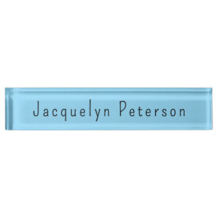 Minimalist Blue Plain Elegant Modern Name Nameplate
