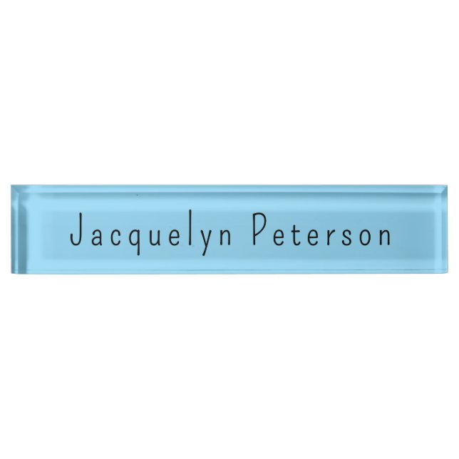 Minimalist Blue Plain Elegant Modern Name Nameplate (Front)