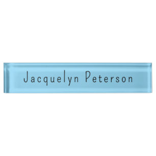 Minimalist Blue Plain Elegant Modern Name Nameplate
