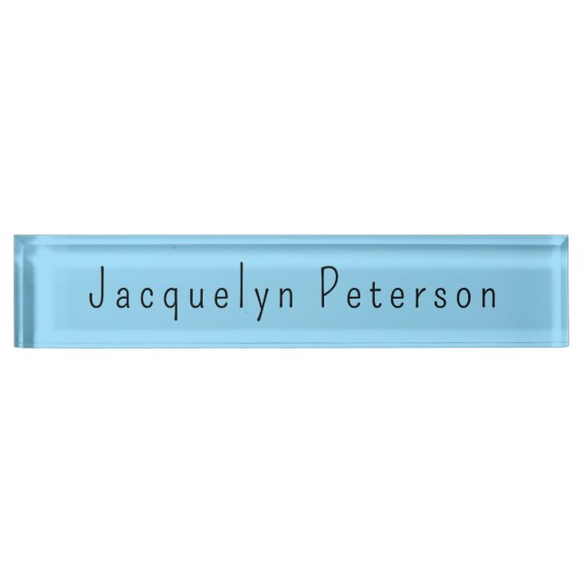 Minimalist Blue Plain Elegant Modern Name Nameplate (Front)