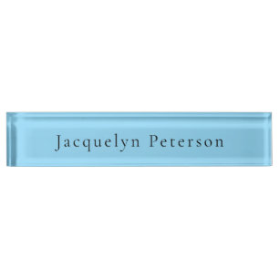 Minimalist Blue Plain Elegant Modern  Nameplate