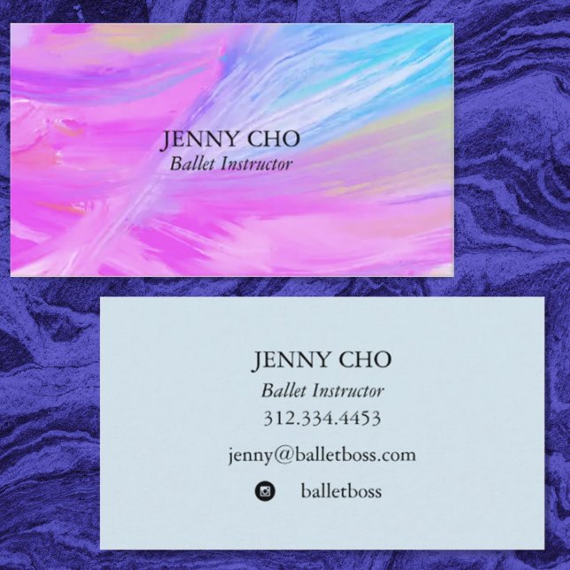 Minimalist blue purple  painting textured business card (Creator Uploaded)