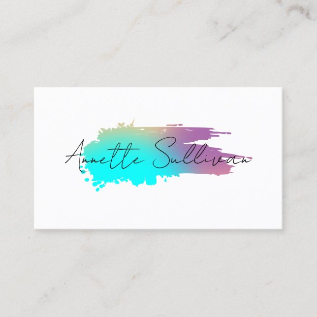 Minimalist blue purple stroke white Business Card (Front)