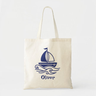 Minimalist Blue Sailboat Sailing Maritime Tote Bag