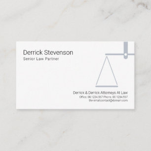 Minimalist Blue Scales of Justice, Lawyer Business Card