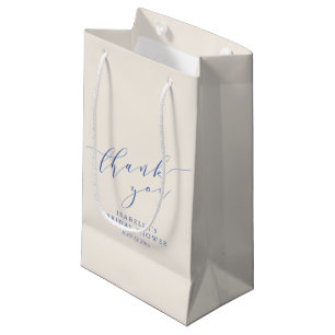 Minimalist Blue Script Bridal Shower Thank You Small Gift Bag