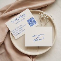 Minimalist Blue Script QR Code Wedding Website