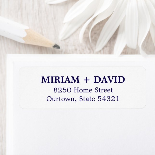 Minimalist Blue Serif Name + Return Address Label (Insitu)