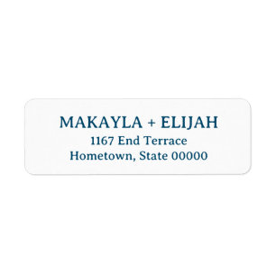 Minimalist Blue Serif Name & Return Address Label