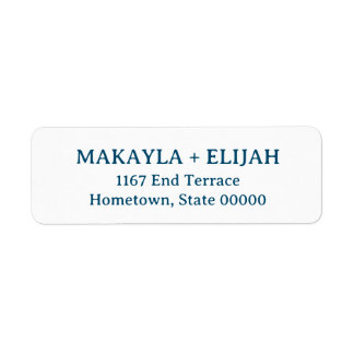 Minimalist Blue Serif Name & Return Address Return Address Label