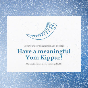 Minimalist Blue Shofar Meaningful Yom Kippur Postcard