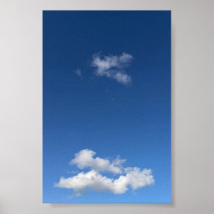 Minimalist Blue Sky Fluffy Clouds Photography Poster