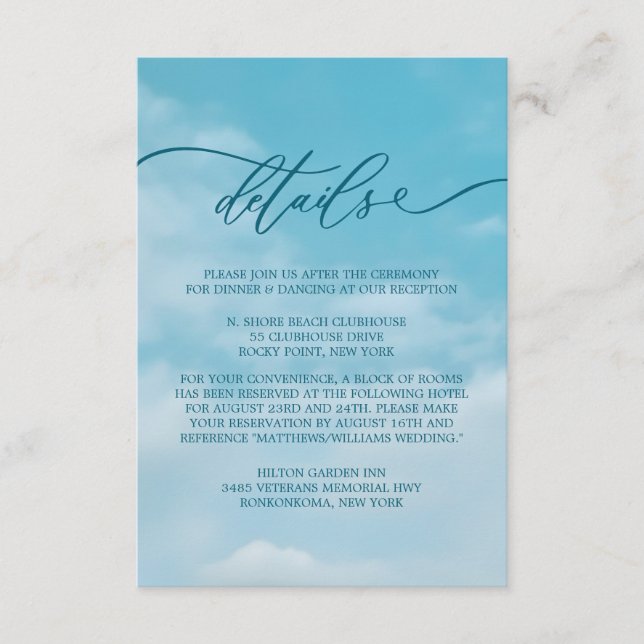 Minimalist Blue Sky Just Love Casual Elegance Enclosure Card (Front)
