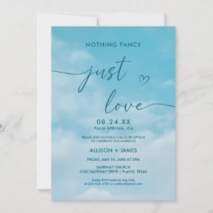 Minimalist Blue Sky Just Love Casual  Invitation