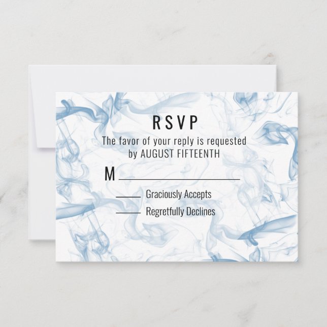 Minimalist Blue Smoke RSVP Card (Front)