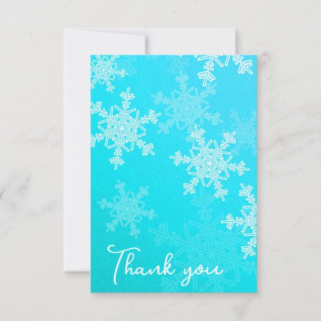 Minimalist Blue Snowflakes Baby Shower Thank you (Front)