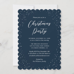 Minimalist Blue Snowy Christmas Party Invitation
