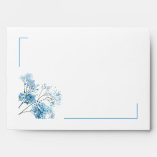 Minimalist Blue Subtle Watercolor Forget-Me-Nots Envelope