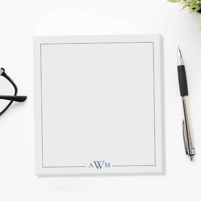 Minimalist Blue Three Letter Monogram Notepad (Creator Uploaded)