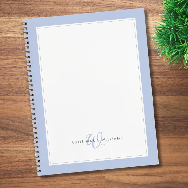 Minimalist Blue Two Border Monogram  Notebook (Creator Uploaded)