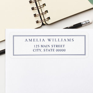 Minimalist Blue Two Border Return Address Label