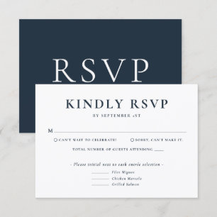 Minimalist Blue Wedding RSVP Card