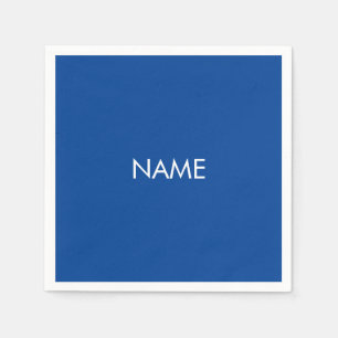 Minimalist blue white custom name text monogram napkin