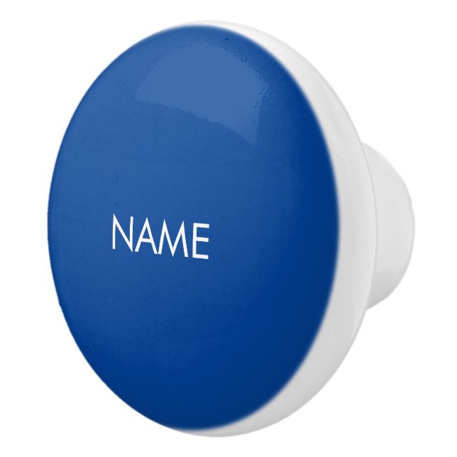 Minimalist blue white custom name text number ceramic knob (Right)