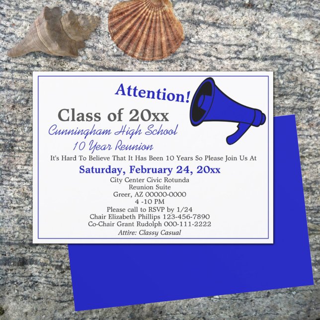 Minimalist Blue White High School Class Reunion Invitation (Creator Uploaded)