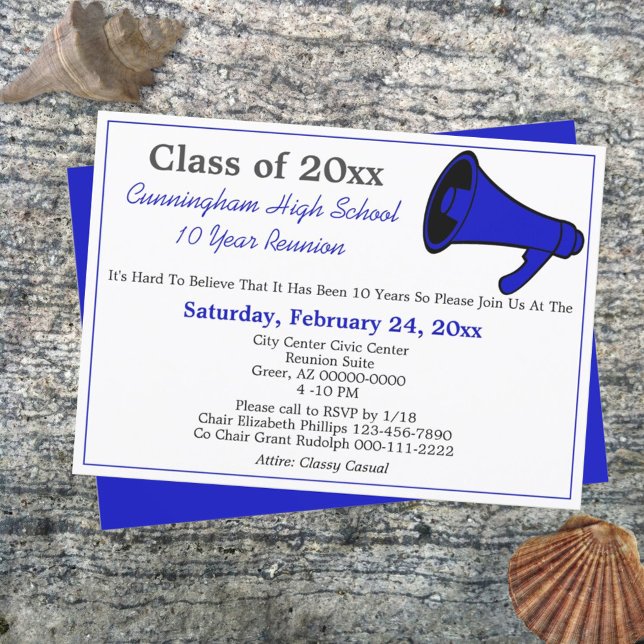 Minimalist Blue White High School Class Reunion Invitation (Creator Uploaded)