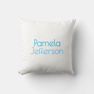 Minimalist Blue & White Professional Modern Name Cushion