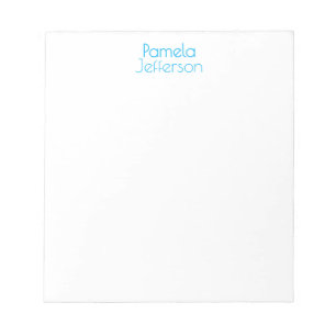 Minimalist Blue & White Professional Modern Name Notepad