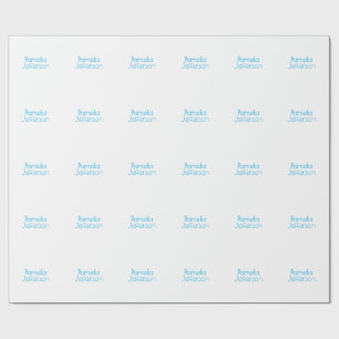 Minimalist Blue & White Professional Modern Name Wrapping Paper