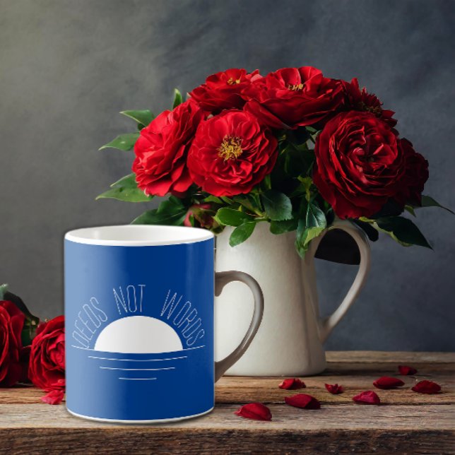 Minimalist blue white sun inspirational quote coffee mug (Creator Uploaded)