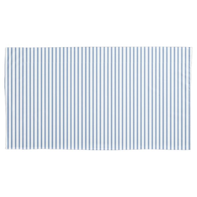 Minimalist Blue White Vertical Pinstripe Pillowcase (Front)