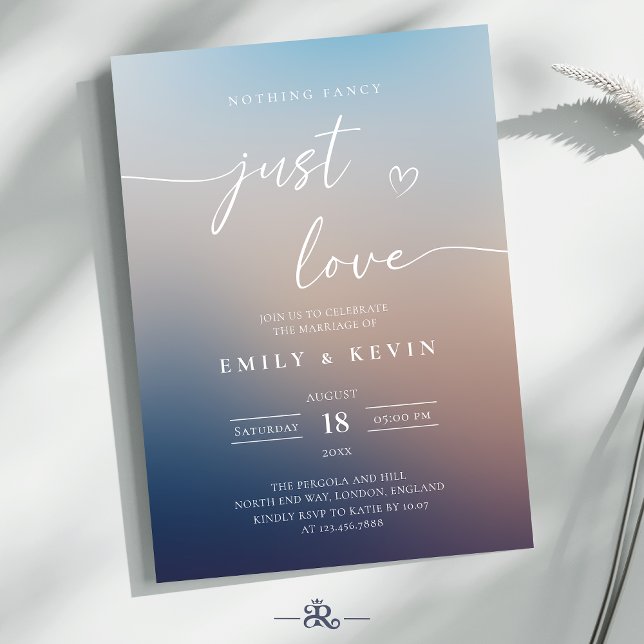 Minimalist Blurred Gradient Script Elegant Wedding Invitation (Creator Uploaded)