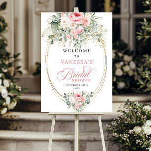 Minimalist Blush and Gold Bridal Shower Welcome Poster