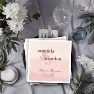 Minimalist Blush & Bloom Bold Script Love & Thanks Napkin