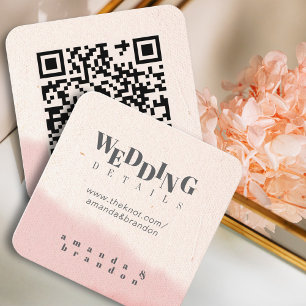 Minimalist Blush & Bloom Bold Script QR Code RSVP Enclosure Card
