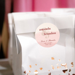 Minimalist Blush & Bloom Bold Script Wedding Favou Classic Round Sticker