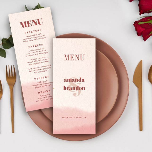 Minimalist Blush & Bloom Bold Script Wedding Menu (Creator Uploaded)